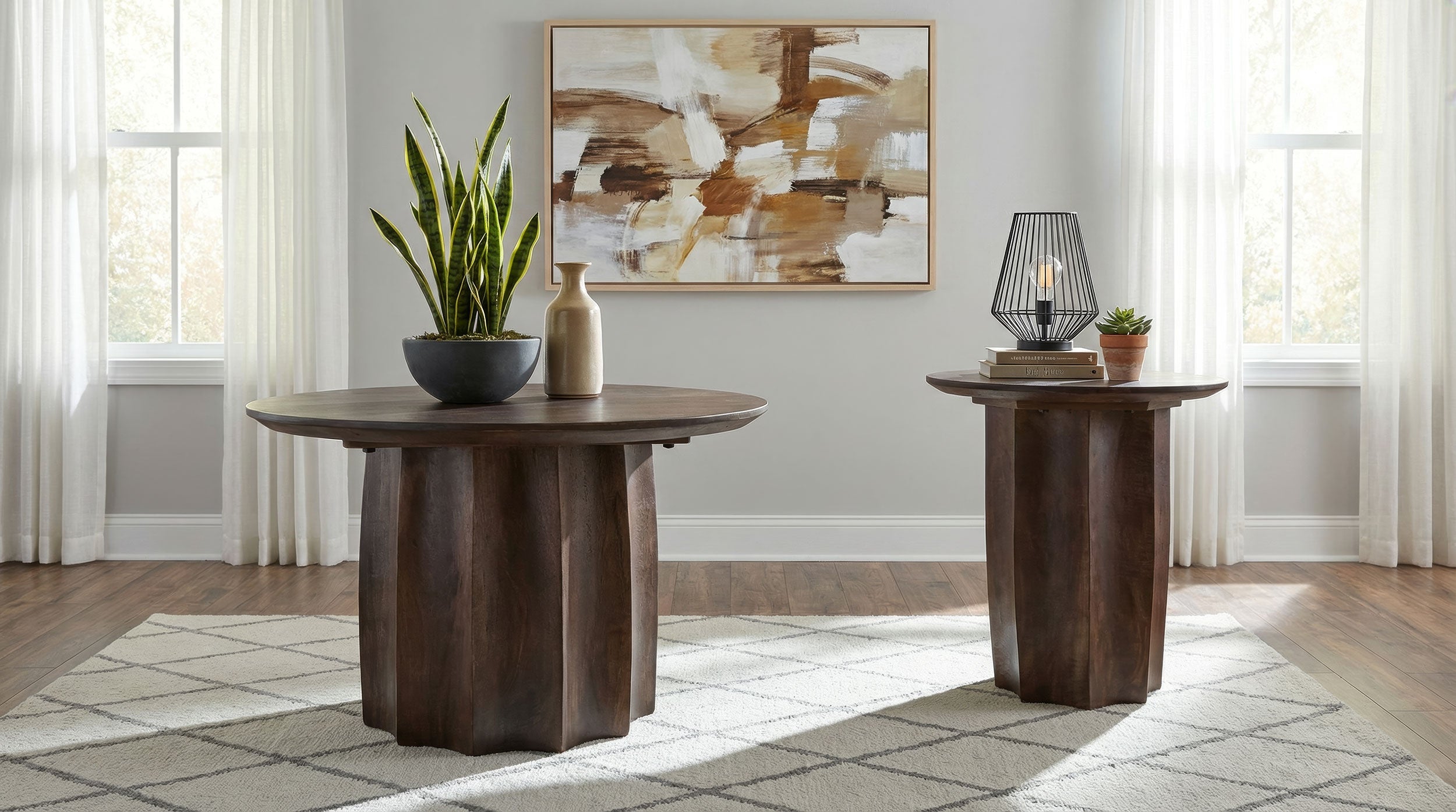 Best Furniture Outlet - Coaster - Cayenne 2-piece Solid Mango Wood Coffee Table Set Walnut - 710778-S2