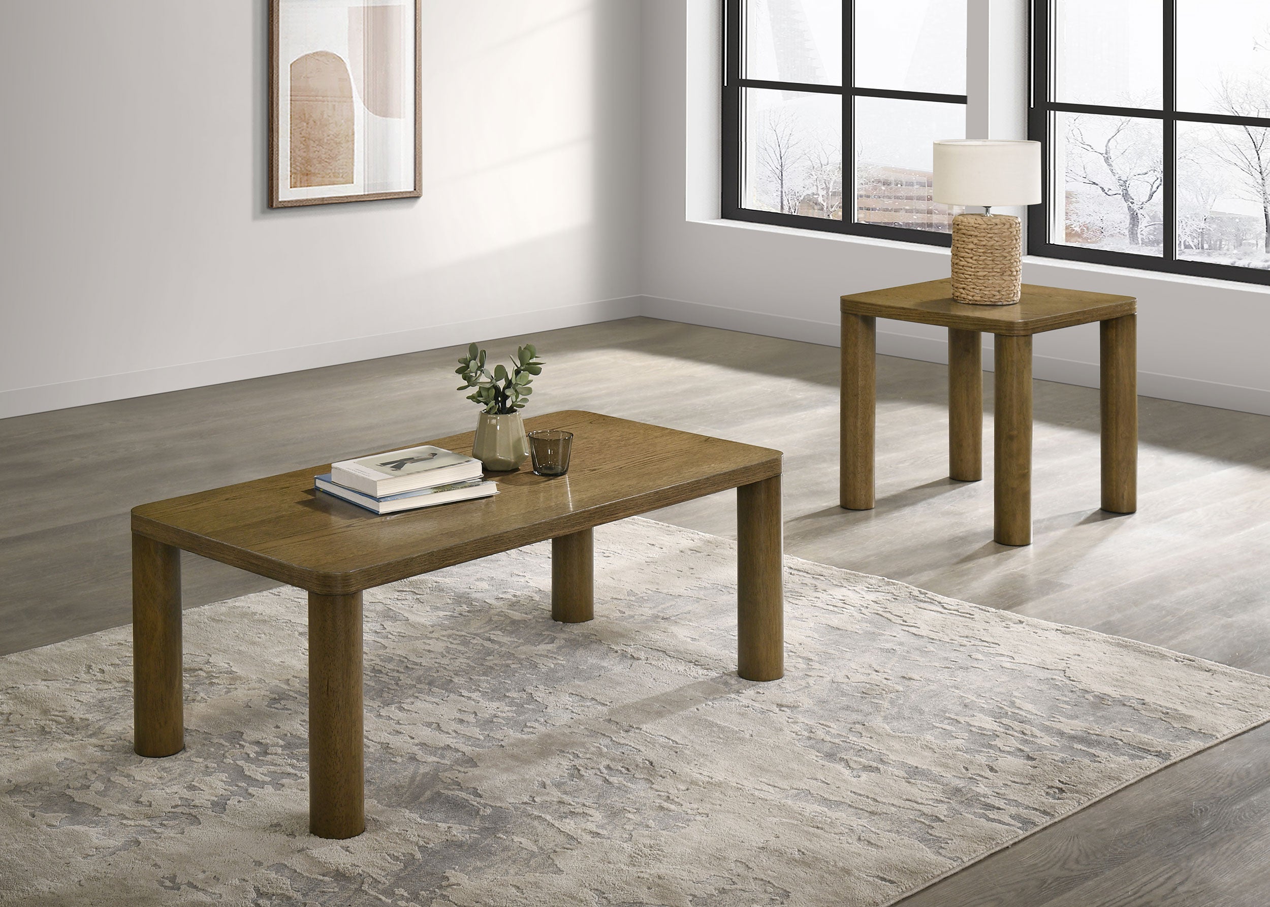 Best Furniture Outlet - Coaster - Castlewood 2-piece Cocktail Coffee Table Set Brown Oak - 710858-S2