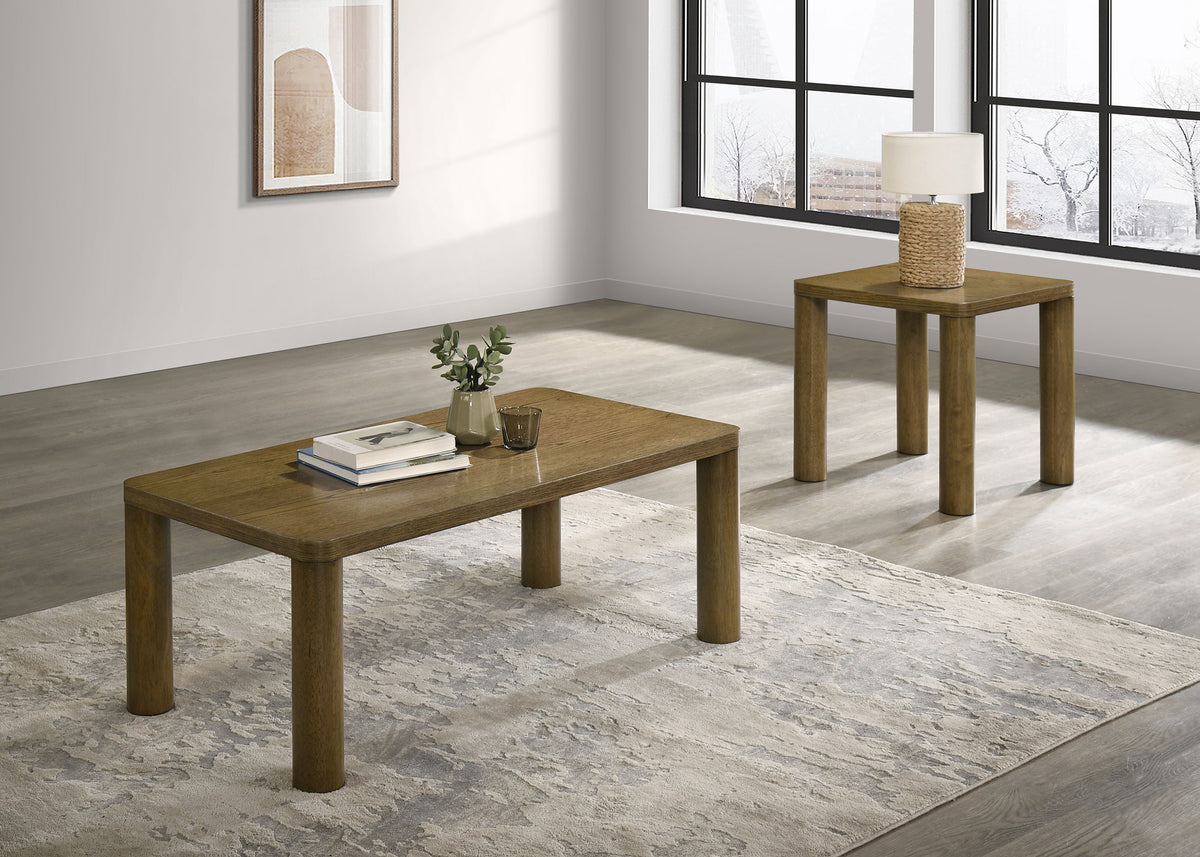 Best Furniture Outlet - Coaster - Castlewood 2-piece Cocktail Coffee Table Set Brown Oak - 710858-S2
