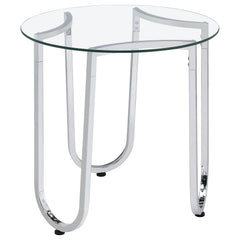 Best Furniture Outlet - Coaster - Beller Round Tempered Glass Top End Side Table Chrome - 710907