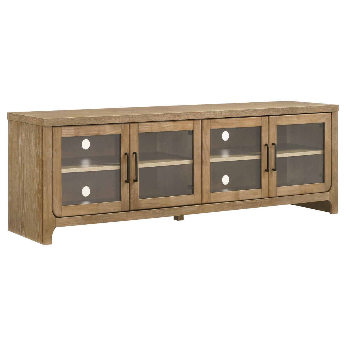 Best Furniture Outlet - Coaster - Brenham 79-inch 4-door TV Stand Media Console Washed Oak - 720130