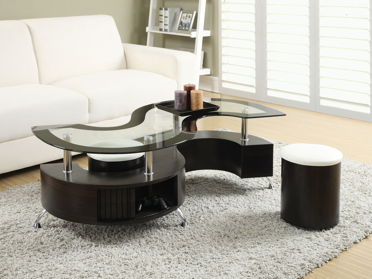 Best Furniture Outlet - Coaster - Buckley 3-piece Coffee Table and Stools Set Cappuccino - 720218