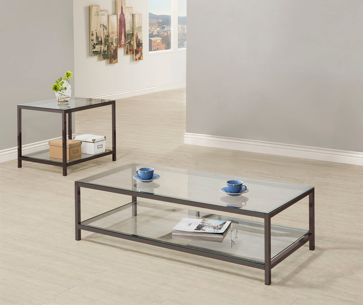 Best Furniture Outlet - Coaster - Trini 2-piece Coffee and End Table Set Black Nickel - 720228-S2