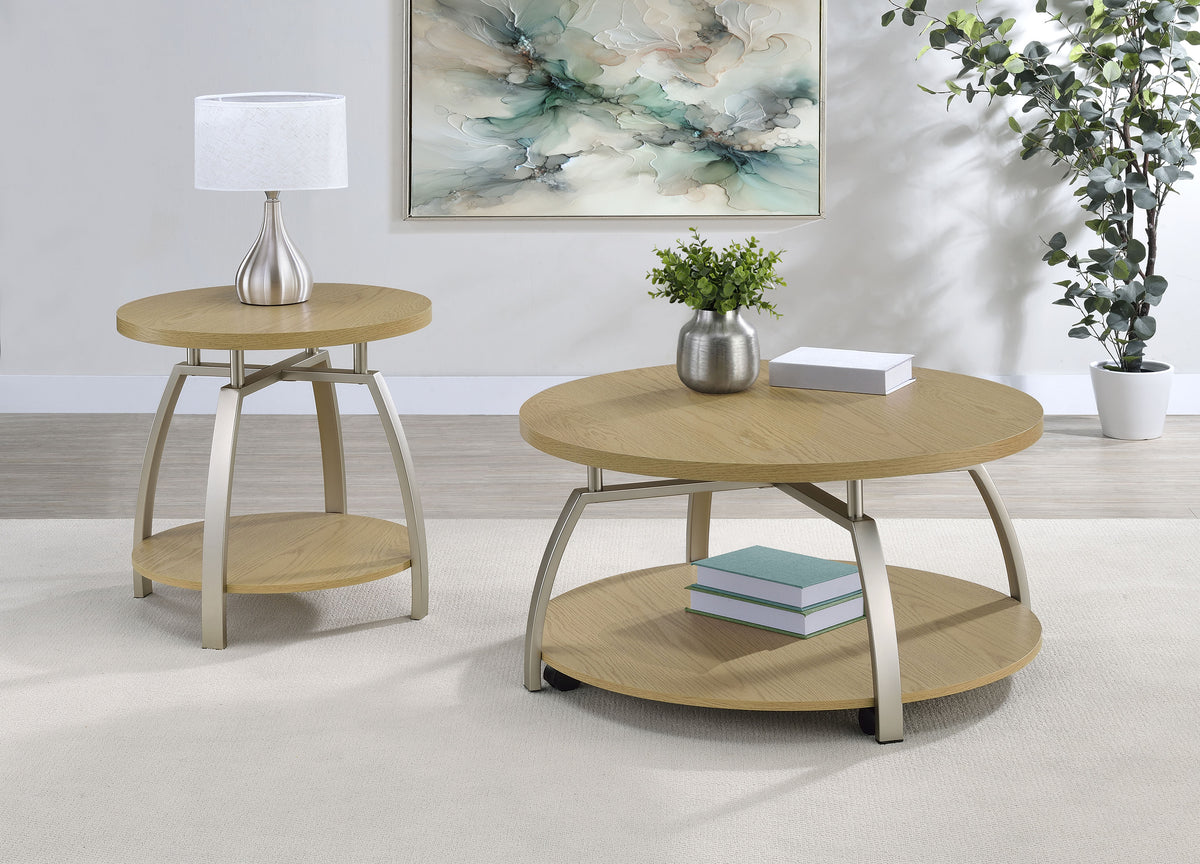 Best Furniture Outlet - Coaster - Dacre 2-piece Round Coffee and End Table Set Greige - 720318-S2