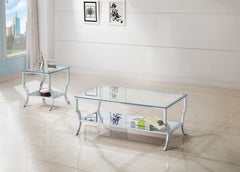 Best Furniture Outlet - Coaster - Saide 2-piece Glass Top Coffee and End Table Set Chrome - 720338-S2