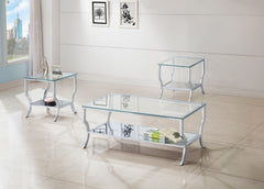 Best Furniture Outlet - Coaster - Saide 3-piece Glass Top Coffee and End Table Set Chrome - 720338-S3