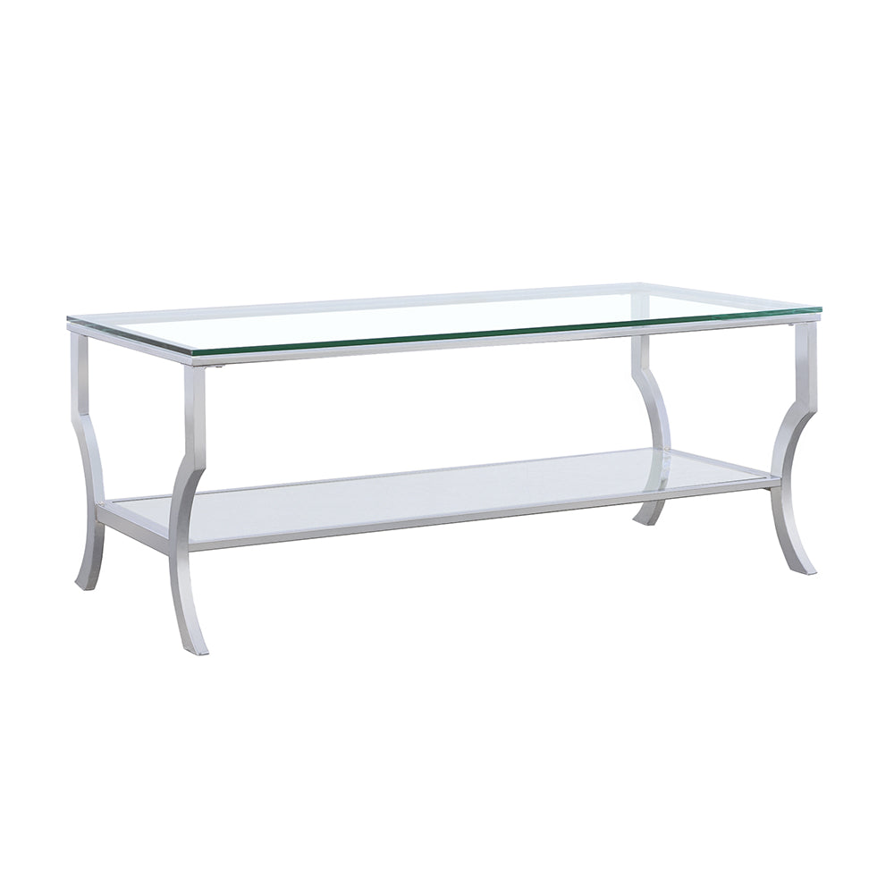 Best Furniture Outlet - Coaster - Saide Rectangular Glass Top Coffee Table Chrome - 720338
