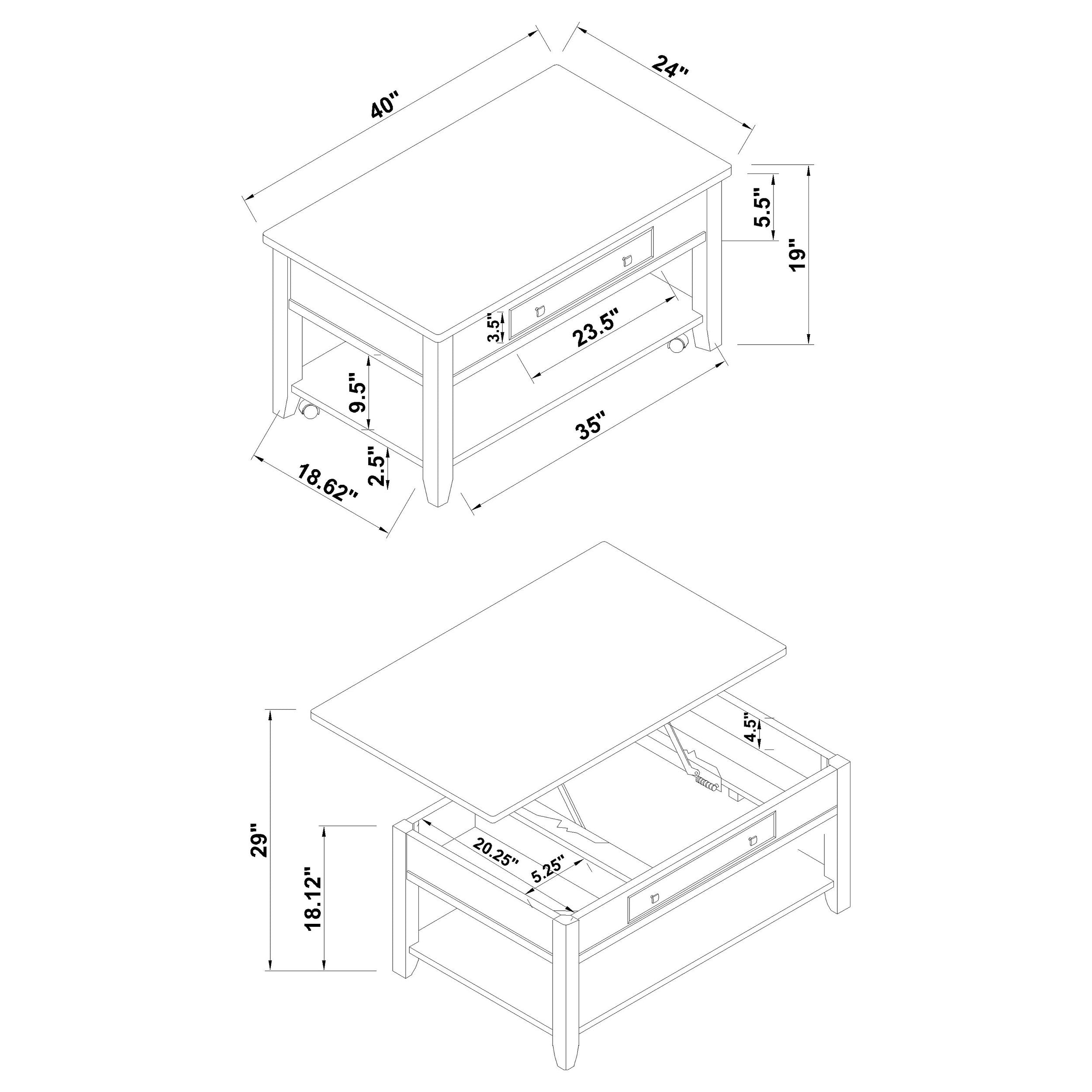 Bradford 3-piece Lift Top Coffee and End Table Set Walnut