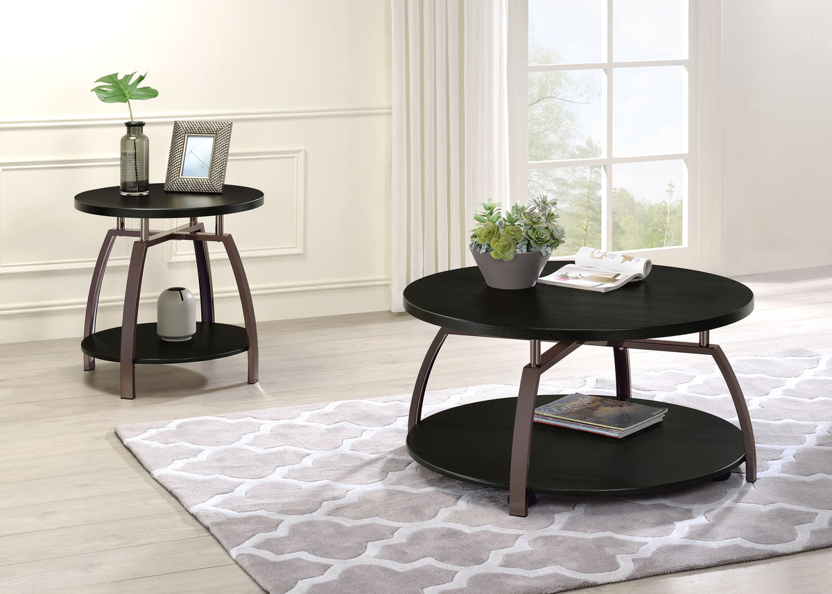 Best Furniture Outlet - Coaster - Dacre 2-piece Round Coffee and End Table Set Dark Charcoal - 722208-S2