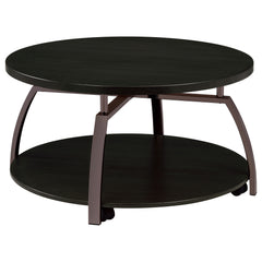 Best Furniture Outlet - Coaster - Dacre Round Engineered Wood Top Coffee Table Dark Charcoal - 722208