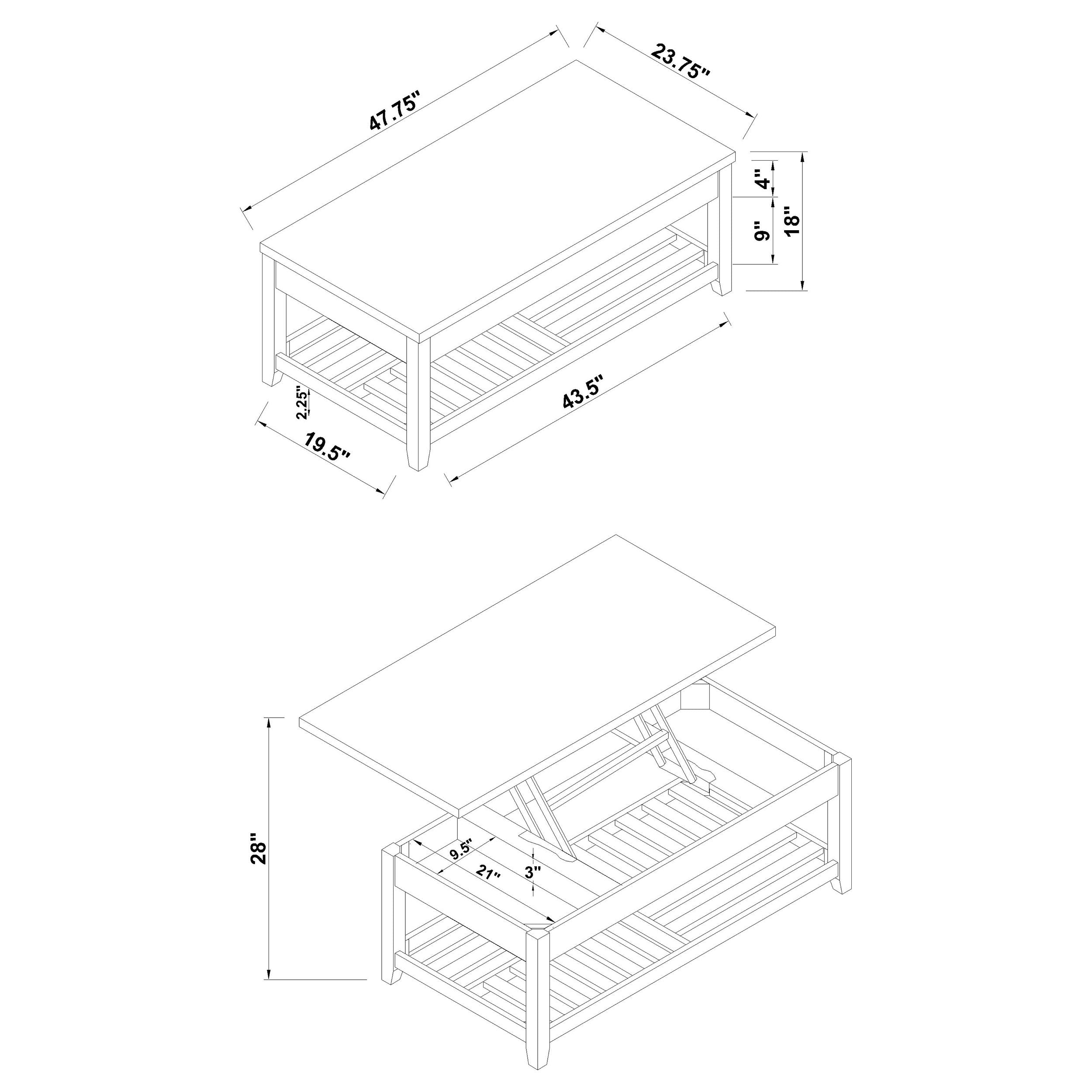 Cliffview 2-piece Lift Top Coffee and End Table Set Grey