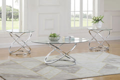 Best Furniture Outlet - Coaster - Warren 3-piece Oval Glass Top Coffee Table Set Chrome - 722373