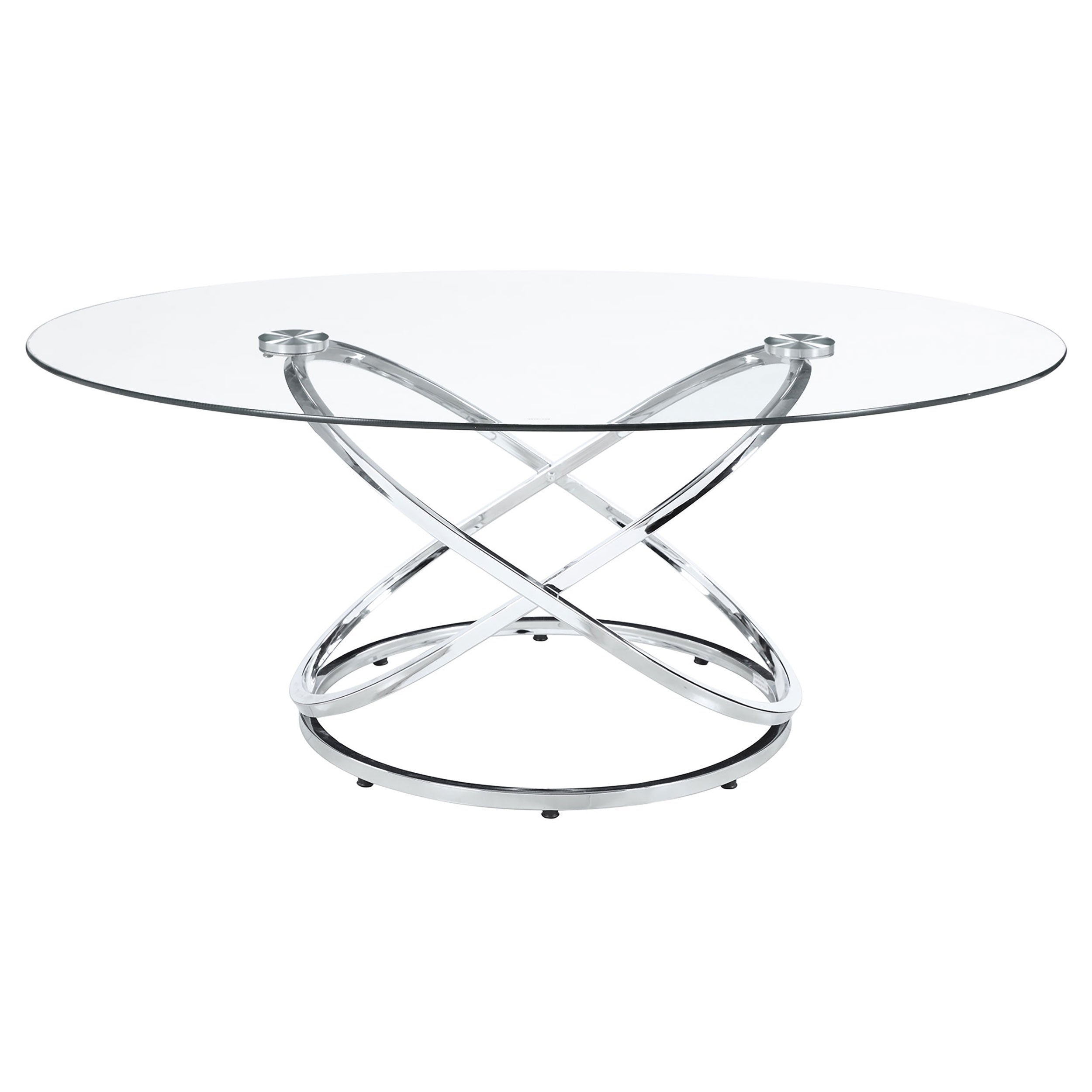 Warren 3-piece Oval Glass Top Coffee Table Set Chrome