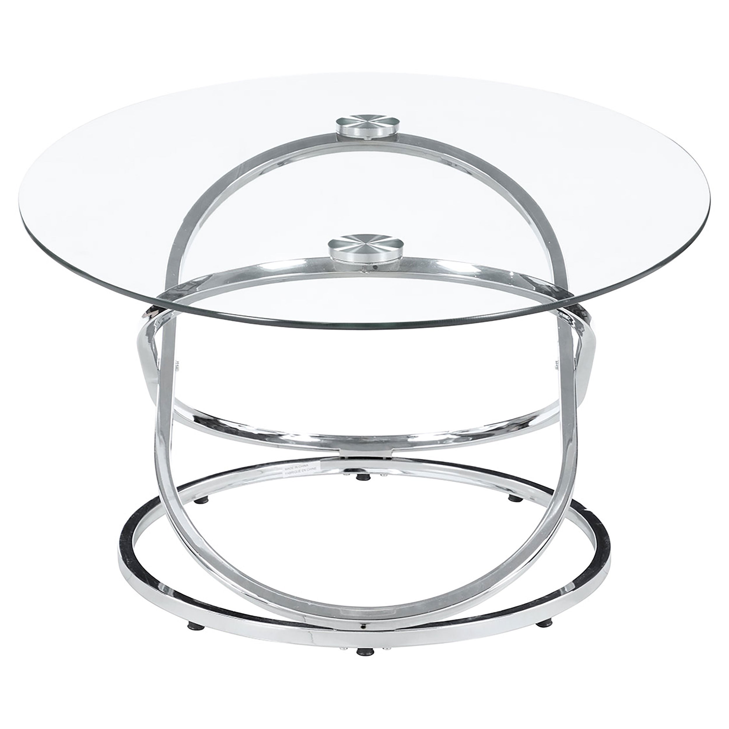 Warren 3-piece Oval Glass Top Coffee Table Set Chrome