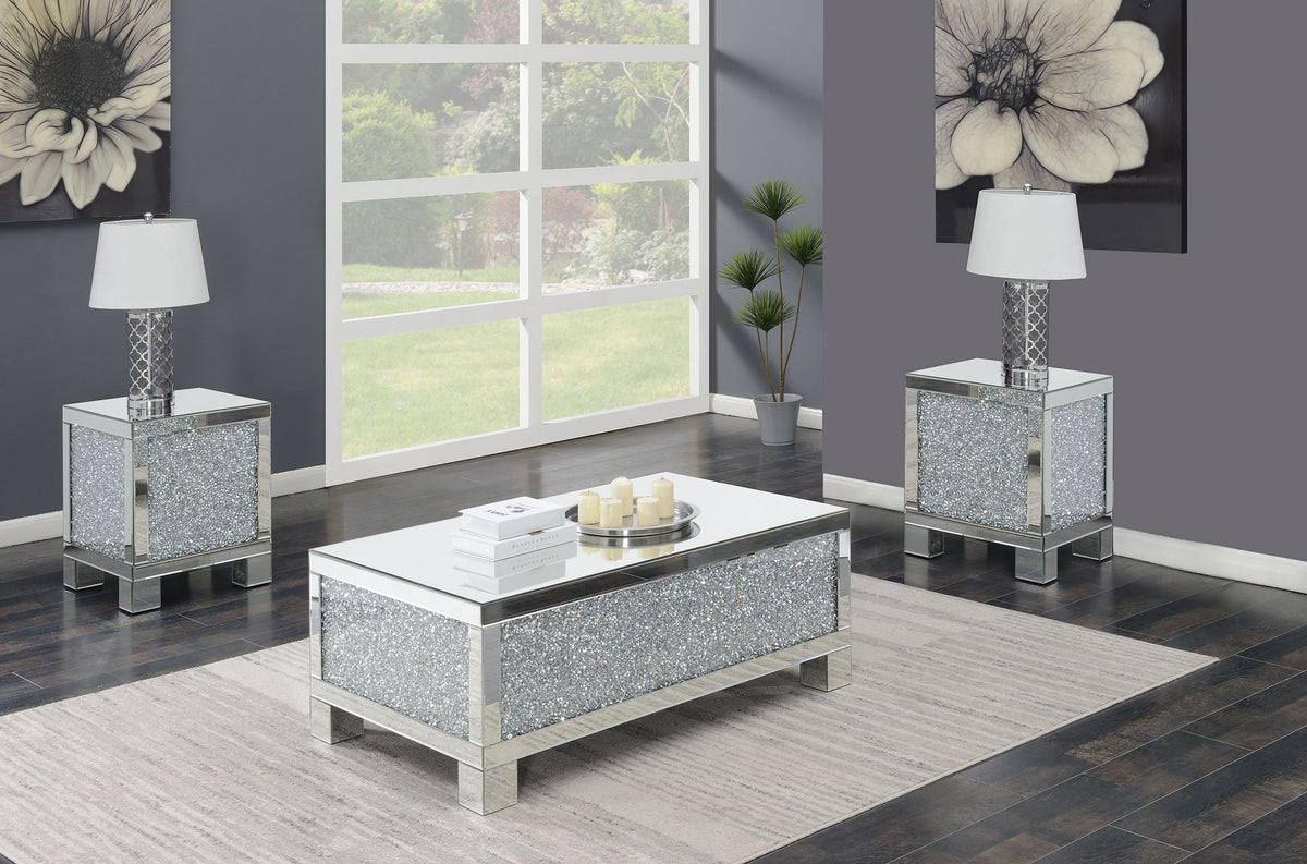Best Furniture Outlet - Coaster - Gillian 3-piece Mirrored Coffee and End Table Set Silver - 722498-S3
