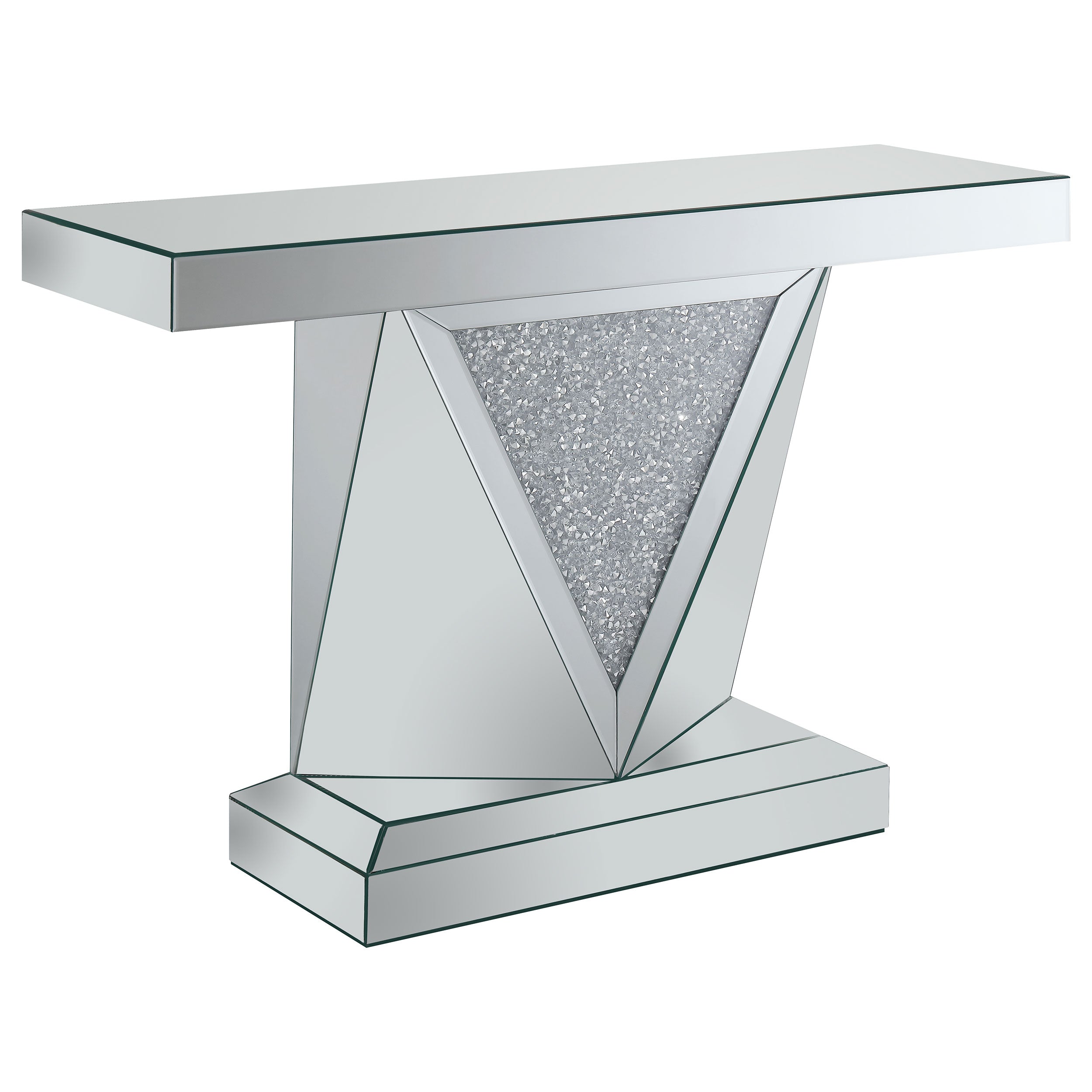 Best Furniture Outlet - Coaster - Amore Mirrored Acrylic Entryway Sofa Console Table Silver - 722509