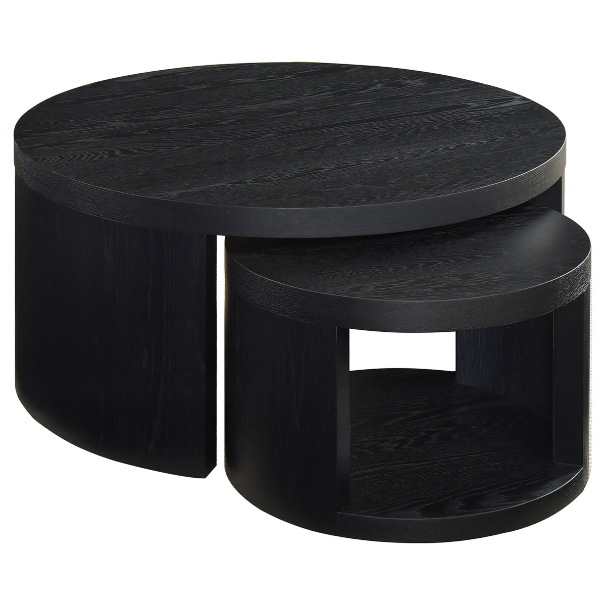 Best Furniture Outlet - Coaster - Sweeney 2-piece Round Wood Occasional Nesting Table Set Black - 722820