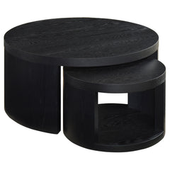 Best Furniture Outlet - Coaster - Sweeney 2-piece Round Wood Occasional Nesting Table Set Black - 722820