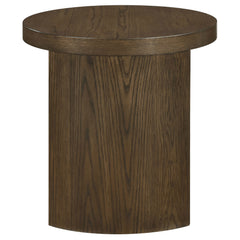 Sweeney 24-inch Round Wood Occasional Side End Table Dark Walnut