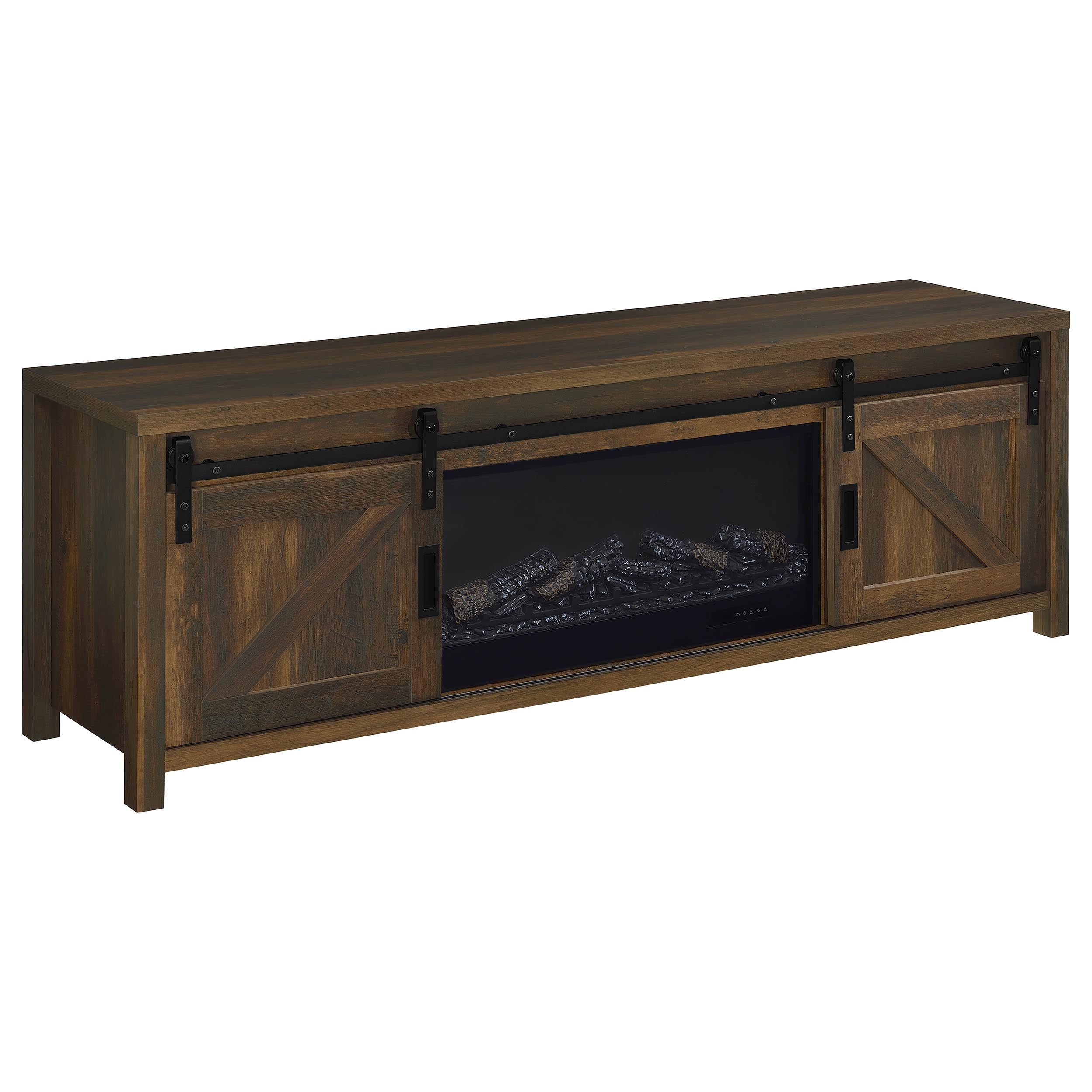 Best Furniture Outlet - Coaster - Enfield 71-inch TV Stand Fireplace Media Console Dark Pine - 722863