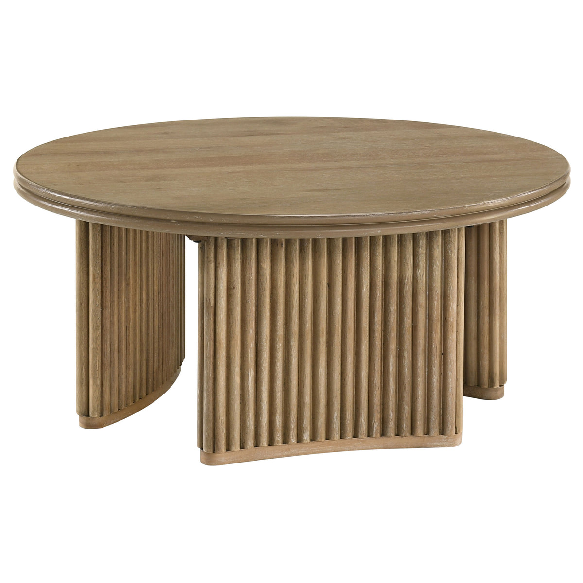 Best Furniture Outlet - Coaster - Adina 36-inch Round Wood Coffee Table Distressed Light Brown - 722938