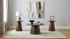 Best Furniture Outlet - Coaster - Franklin 3-piece Round Pedestal Coffee Table Set Grey and Dark Brown - 722978-S3