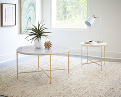 Best Furniture Outlet - Coaster - Ellison 2-piece Round Marble Coffee and End Table Set White - 723208-S2
