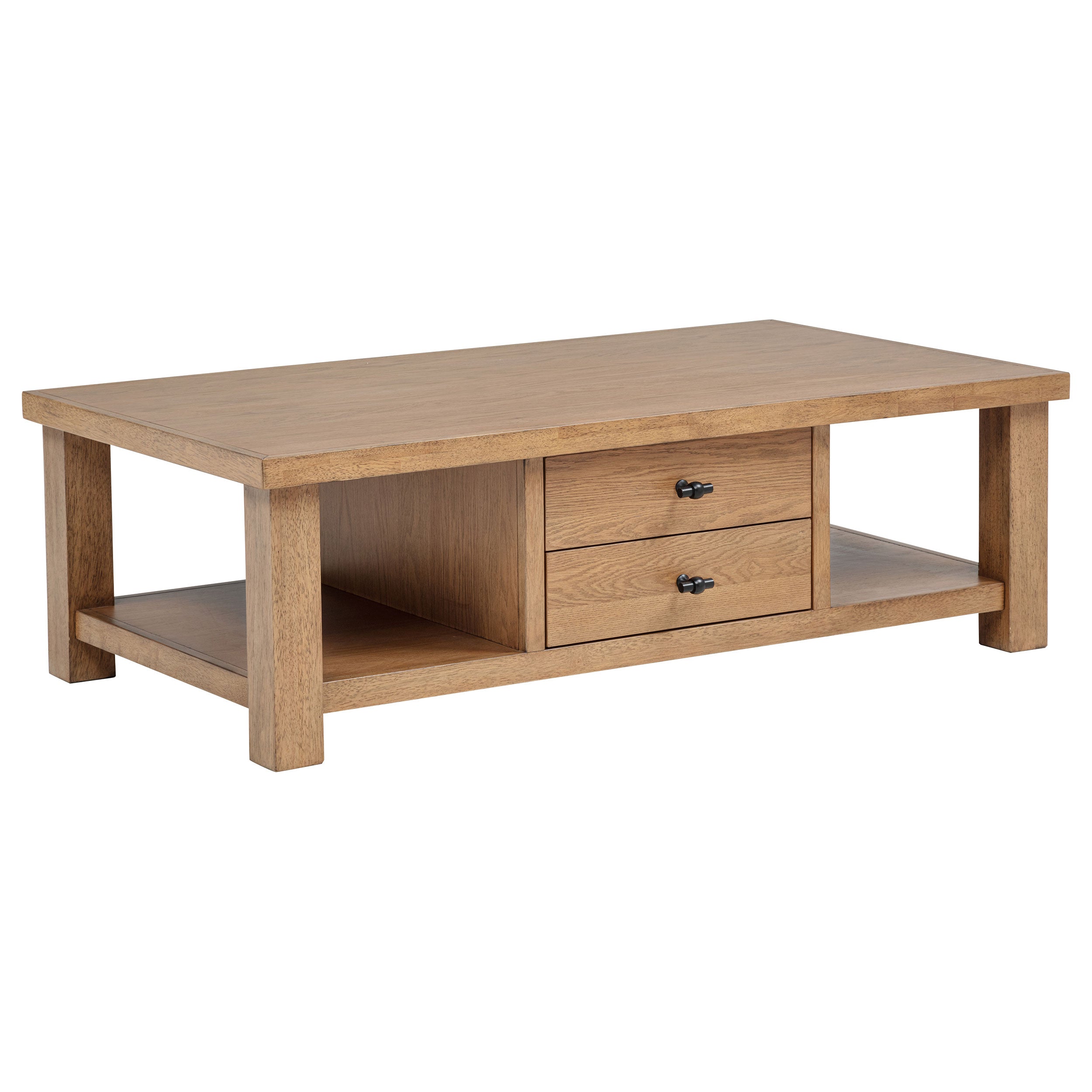 Best Furniture Outlet - Coaster - Beasley 2-Drawer Wood Coffee Table Golden Oak - 723328