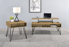Best Furniture Outlet - Coaster - Fanning 2-piece Lift Top Coffee and End Table Set Golden Oak - 723368-S2