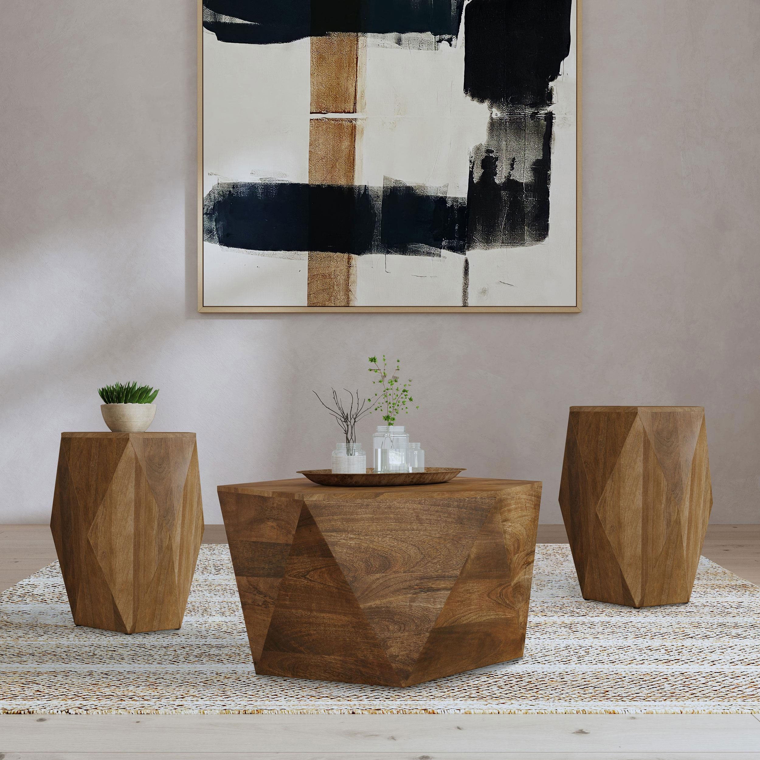 Best Furniture Outlet - Coaster - Zalika 3-piece Solid Wood Coffee and End Table Set Natural - 724188-S3