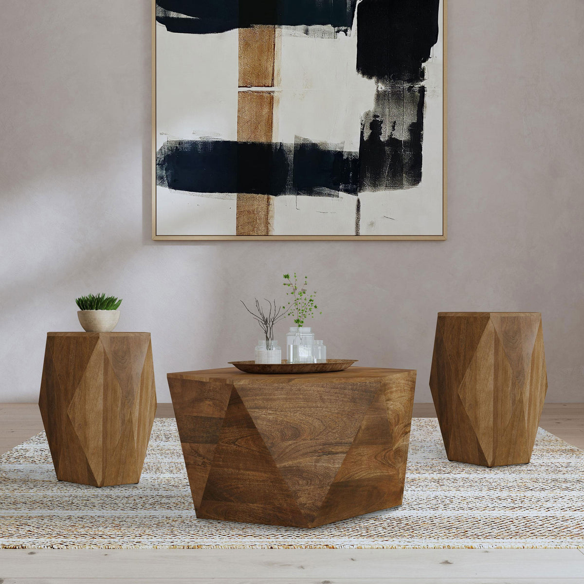 Best Furniture Outlet - Coaster - Zalika 3-piece Solid Wood Coffee and End Table Set Natural - 724188-S3
