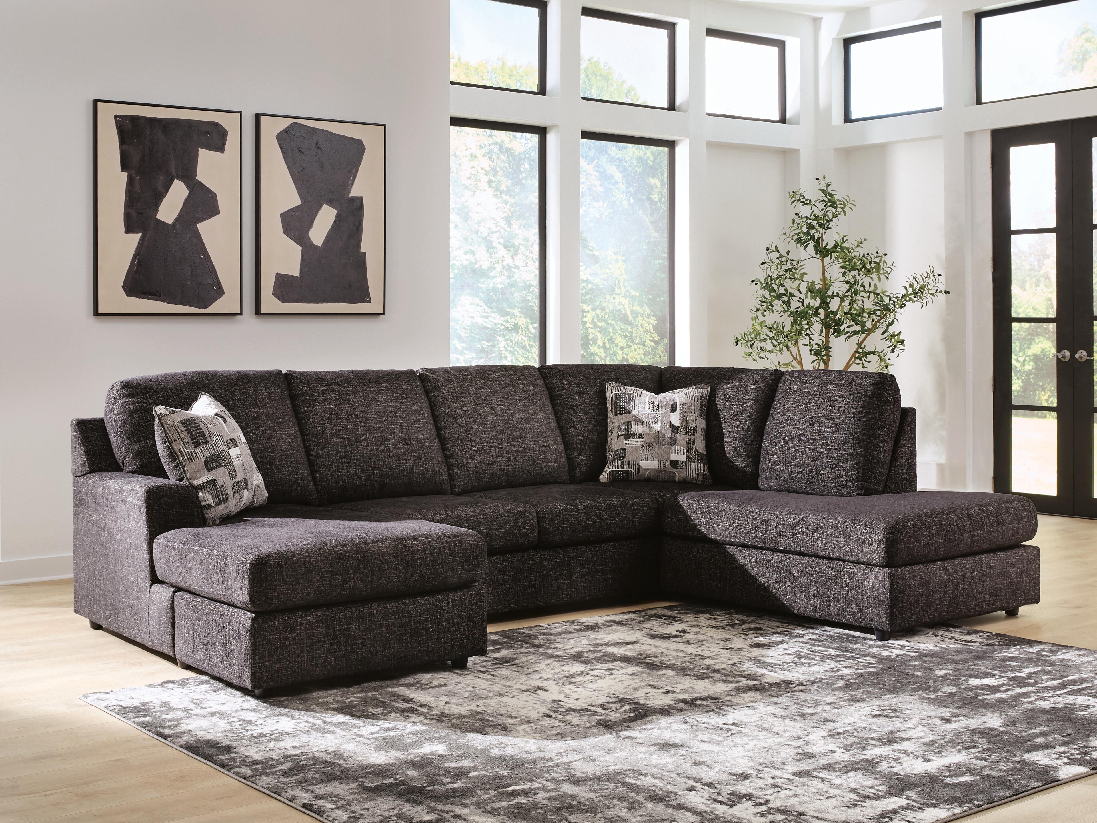 Best Furniture Outlet - Ashley Furniture - Lentiz Sectional - LAF 2-Piece Sectional with Chaise / Onyx - PC73404S2
