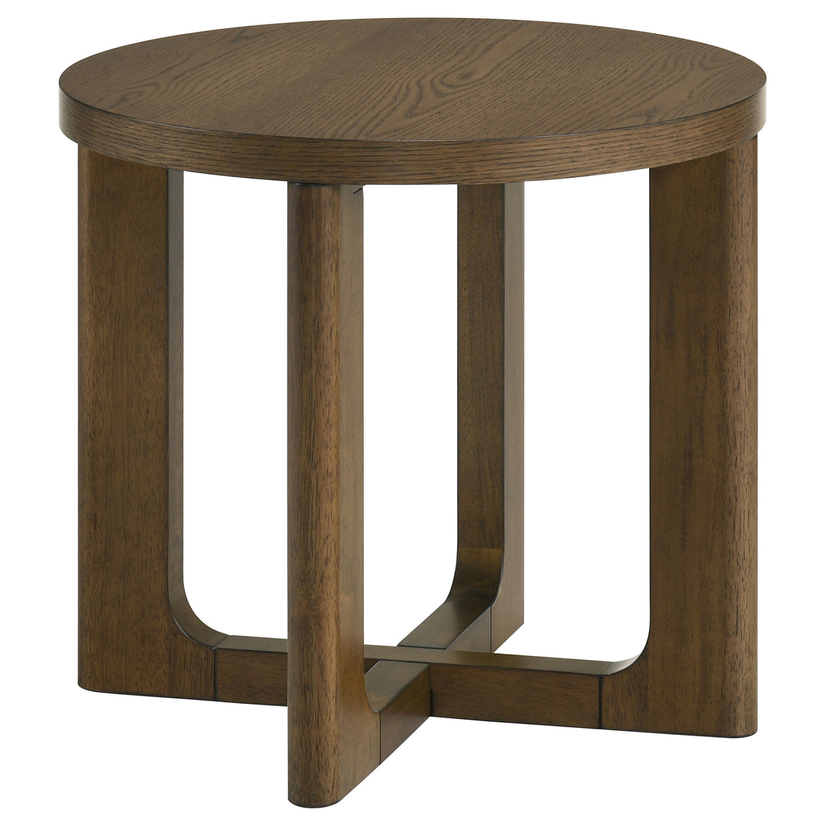 Best Furniture Outlet - Coaster - Kessler Round Sculptural Wood End Table Brown - 735997