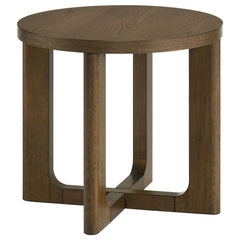 Best Furniture Outlet - Coaster - Kessler Round Sculptural Wood End Table Brown - 735997