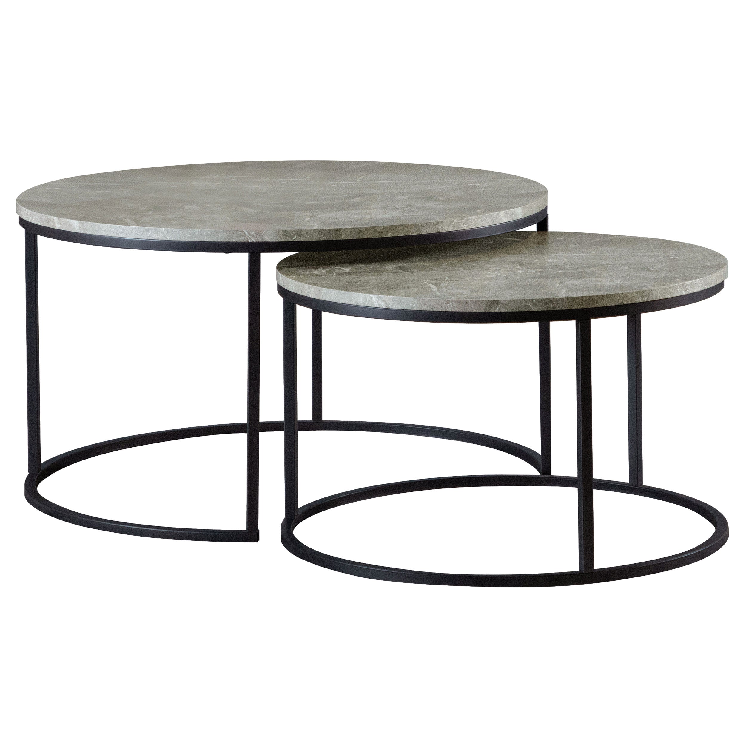 Best Furniture Outlet - Coaster - Lainey 2-piece Round Faux Marble Nesting Coffee Table Grey - 736028