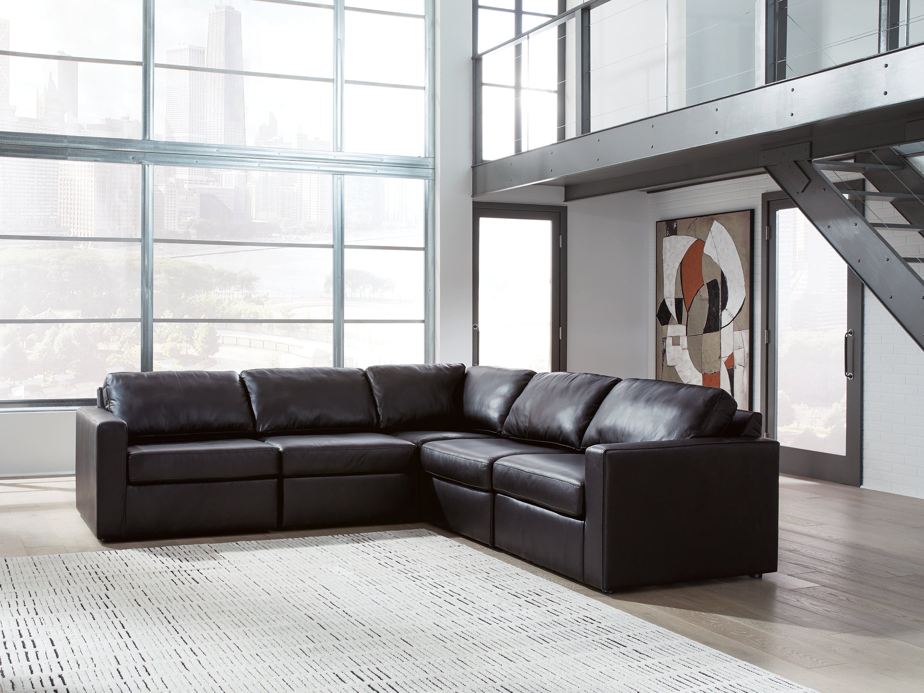 Best Furniture Outlet - Ashley Furniture - ModMax II Sectional - RAF 5-Piece Sectional / Black - 74305S6