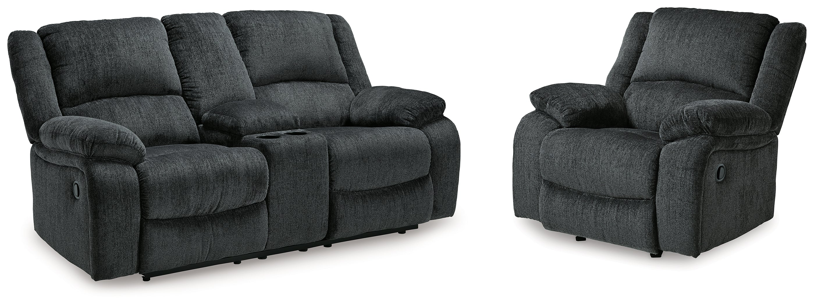 Best Furniture Outlet - Ashley Furniture - Draycoll Reclining Loveseat with Console and Recliner - Reclining Loveseat with Console and Recliner - 76504U7