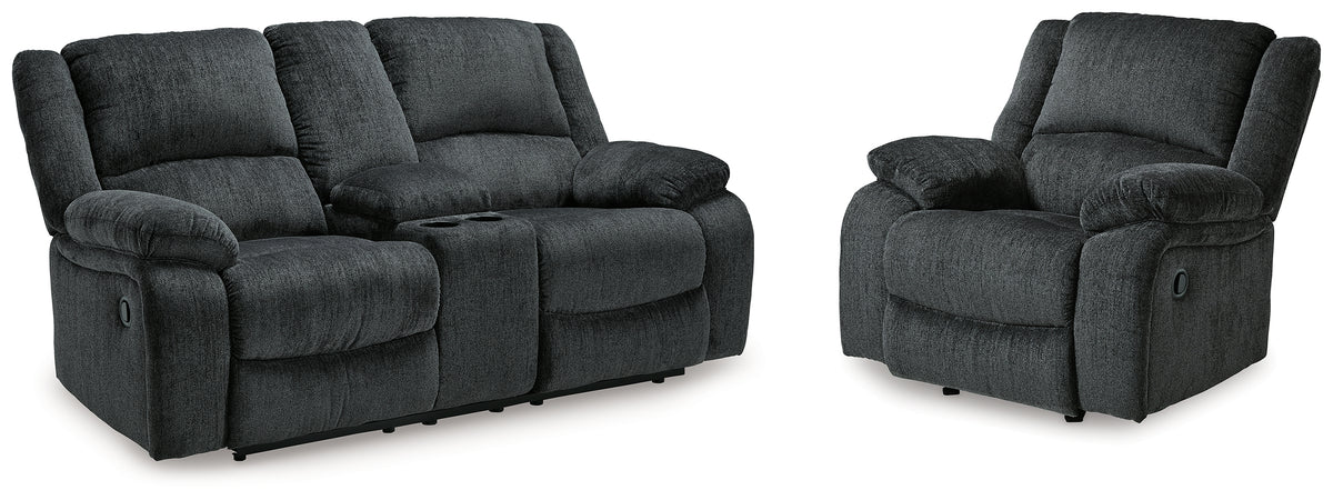Best Furniture Outlet - Ashley Furniture - Draycoll Reclining Loveseat with Console and Recliner - Reclining Loveseat with Console and Recliner - 76504U7