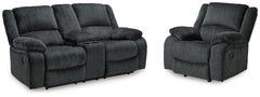 Best Furniture Outlet - Ashley Furniture - Draycoll Reclining Loveseat with Console and Recliner - Reclining Loveseat with Console and Recliner - 76504U7