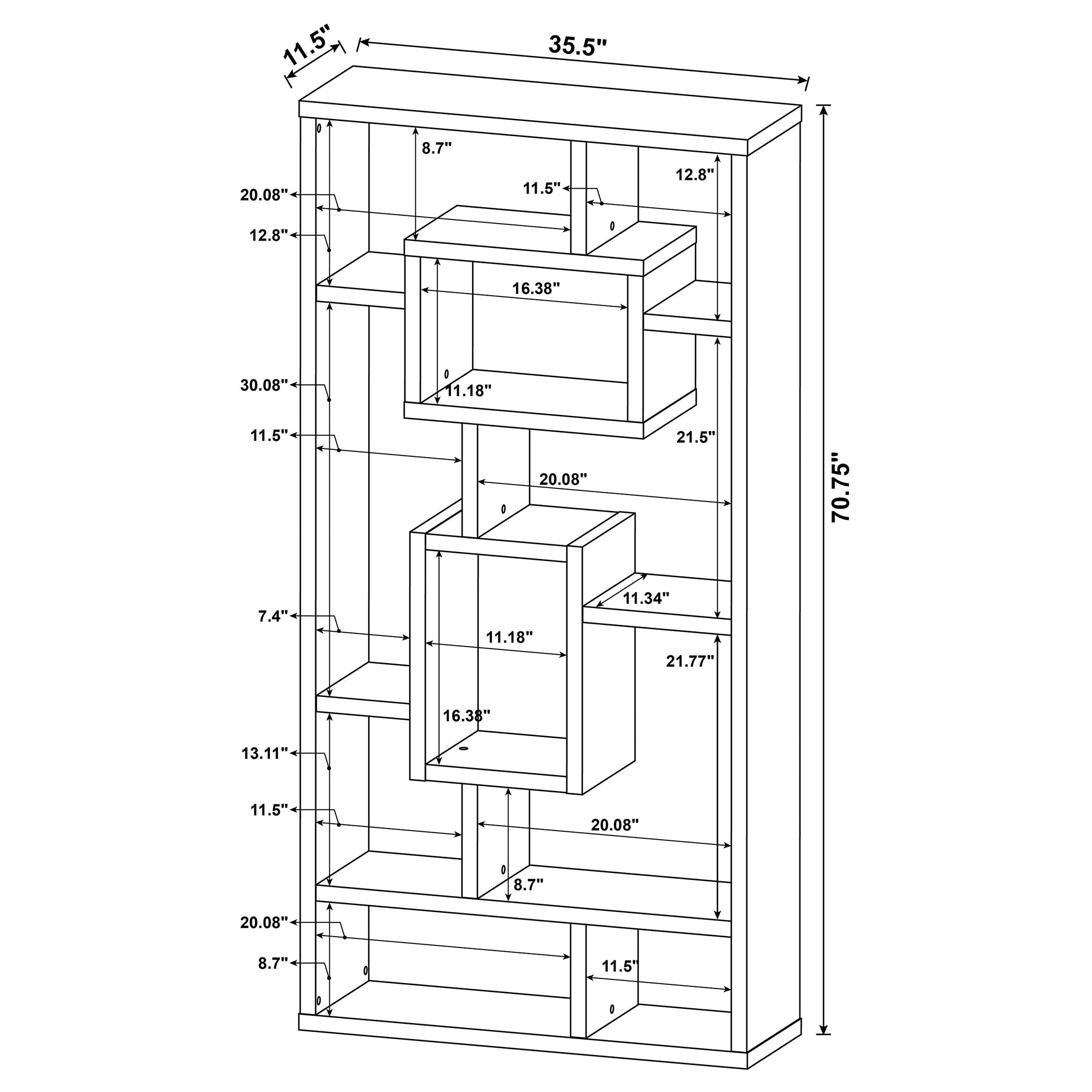 Corey 71-inch 8-shelf Bookshelf White