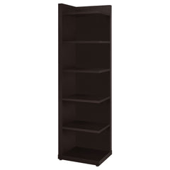 Best Furniture Outlet - Coaster - Alder 71-inch 6-shelf Corner Bookcase Cappuccino - 800270