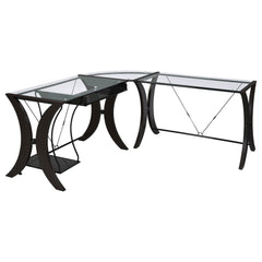 Best Furniture Outlet - Coaster - Monterey 67-inch Glass Top L-Shape Computer Desk Cappuccino - 800446