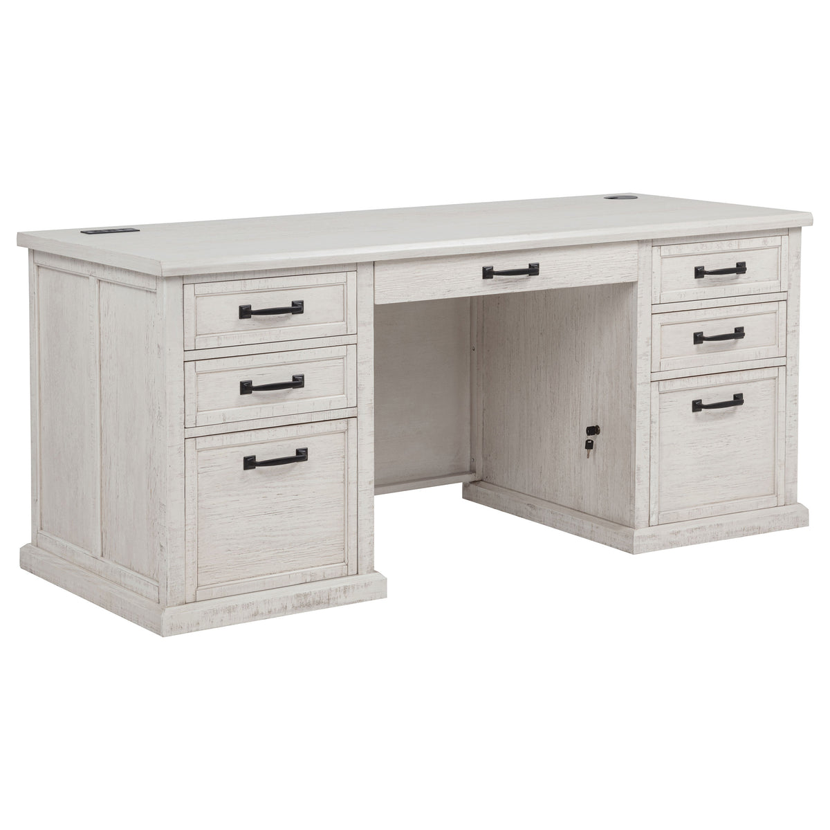 Best Furniture Outlet - Coaster - Altidore 68-inch 7-drawer Executive Home Office Desk Distressed White - 800796