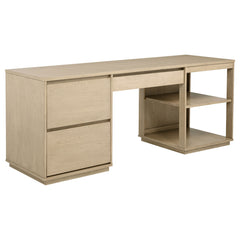 Best Furniture Outlet - Coaster - Harkes 75-inch 3-drawer Computer Desk with Adjustable Shelf Light Elm - 800797