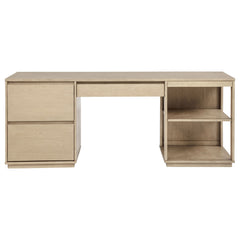 Harkes 75-inch 3-drawer Computer Desk with Adjustable Shelf Light Elm