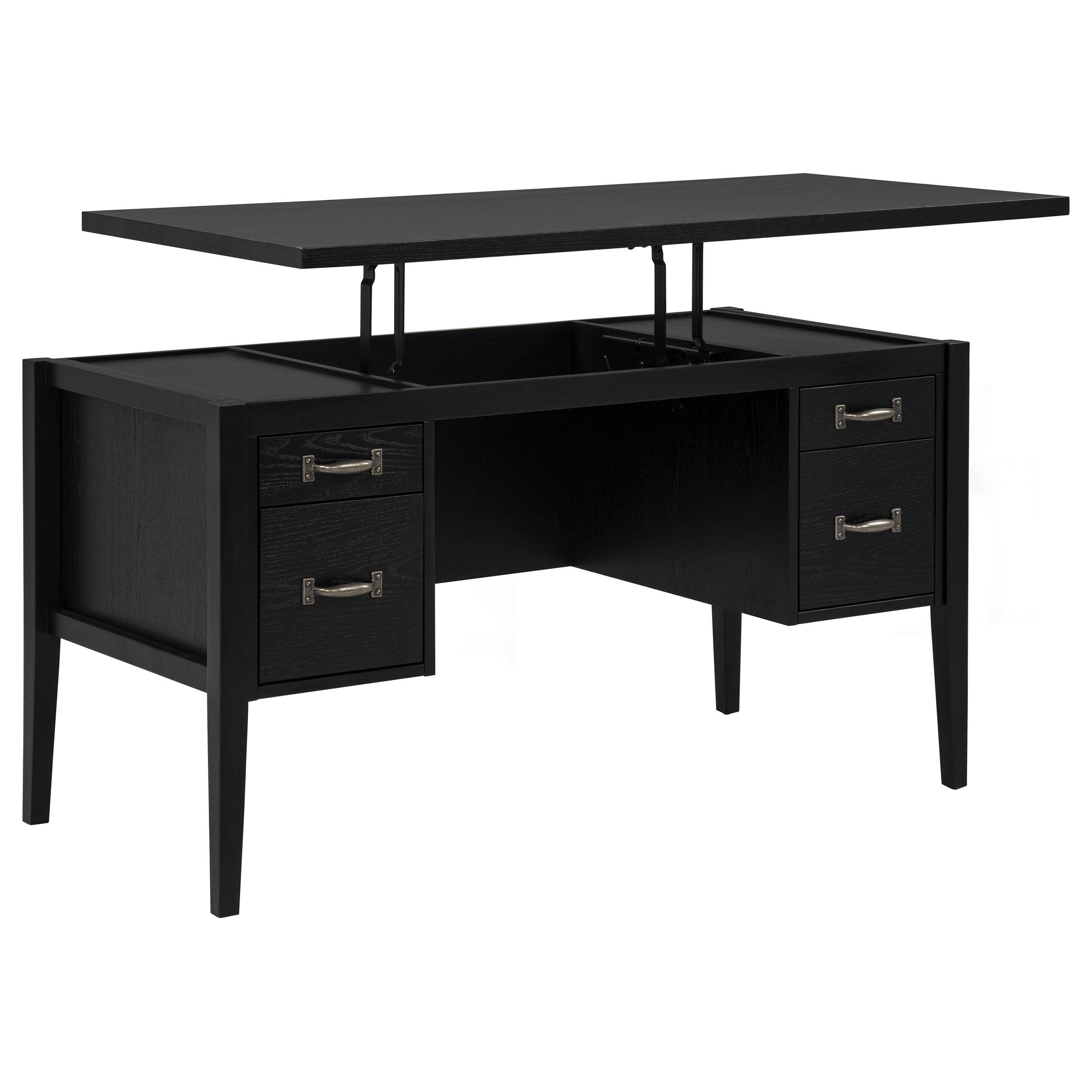Best Furniture Outlet - Coaster - Graham 54-inch 4-drawer Double Pedestal Lift Top Computer Desk Black - 800866