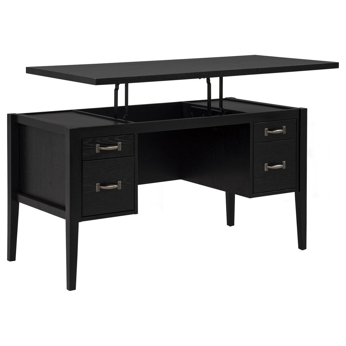 Best Furniture Outlet - Coaster - Graham 54-inch 4-drawer Double Pedestal Lift Top Computer Desk Black - 800866