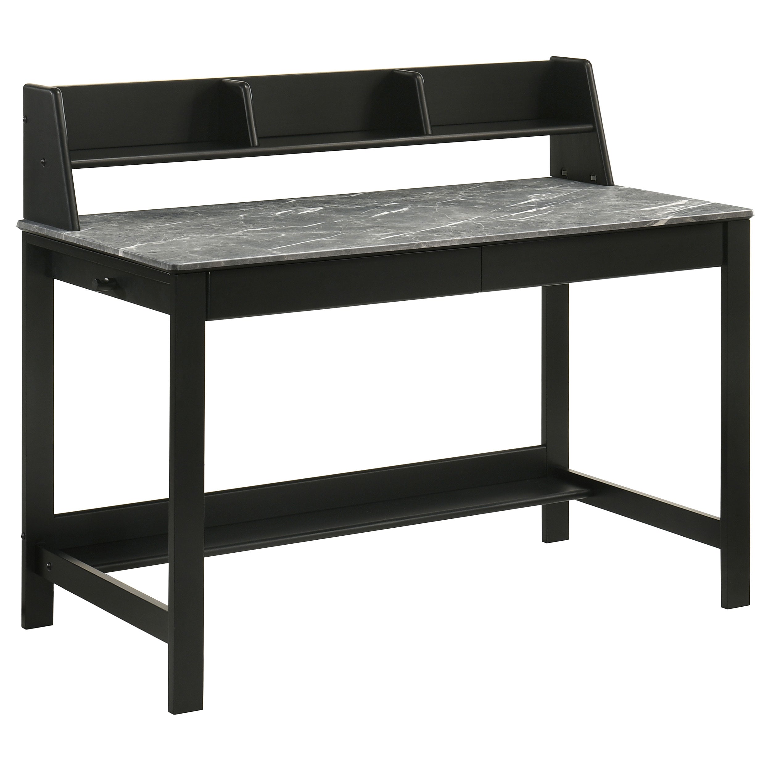 Best Furniture Outlet - Coaster - Besler 47-inch SmartTop Writing Desk with Shelf Grey Stone and Black - 801076