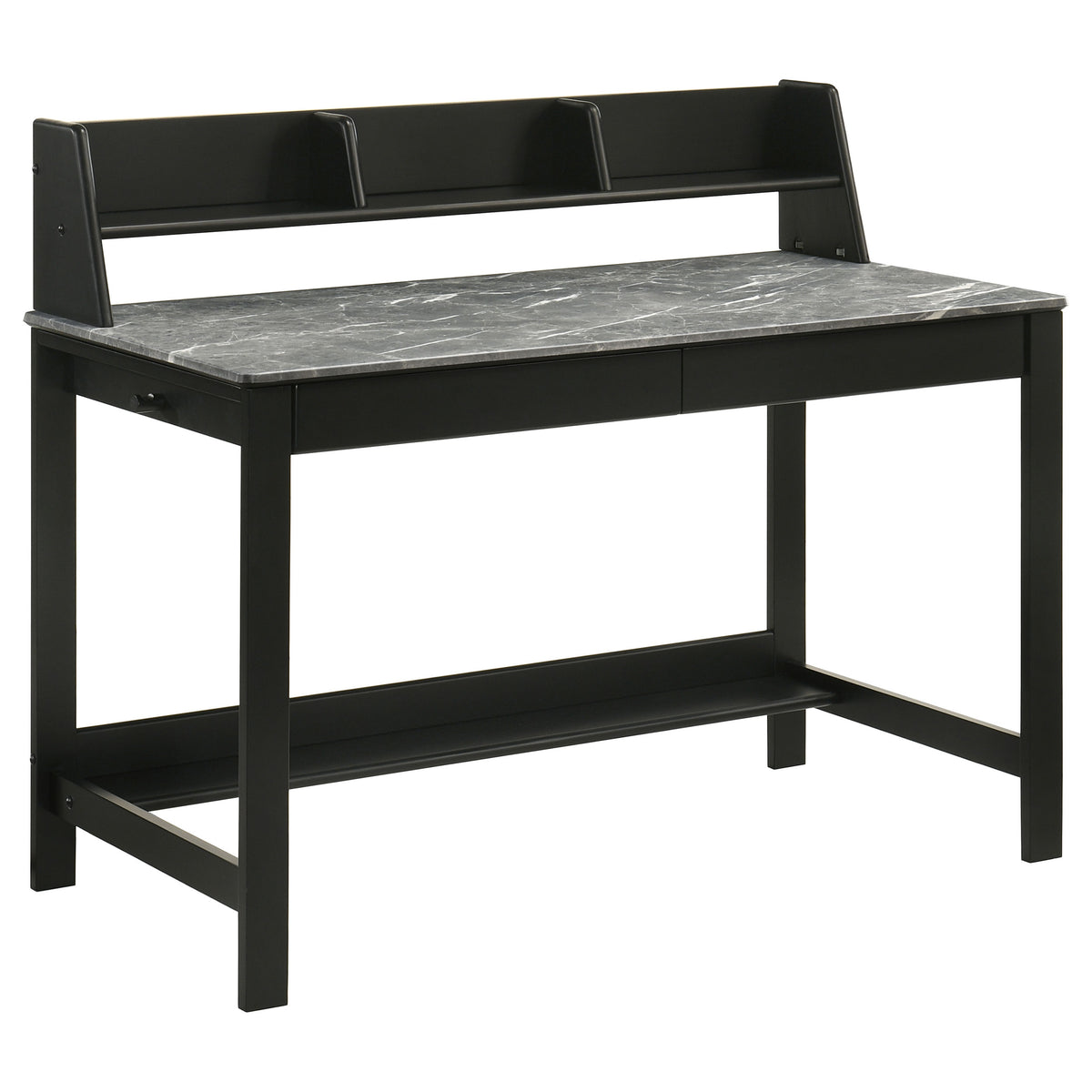 Best Furniture Outlet - Coaster - Besler 47-inch SmartTop Writing Desk with Shelf Grey Stone and Black - 801076