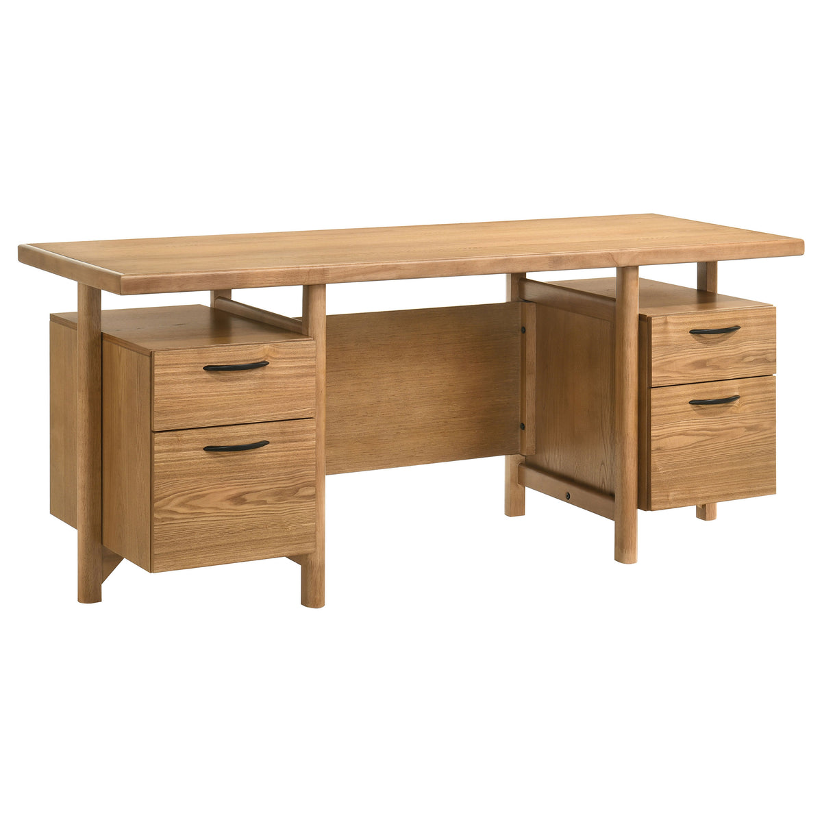 Best Furniture Outlet - Coaster - Roldan 69-inch 4-drawer Computer Desk with File Drawer Light Ash - 801115
